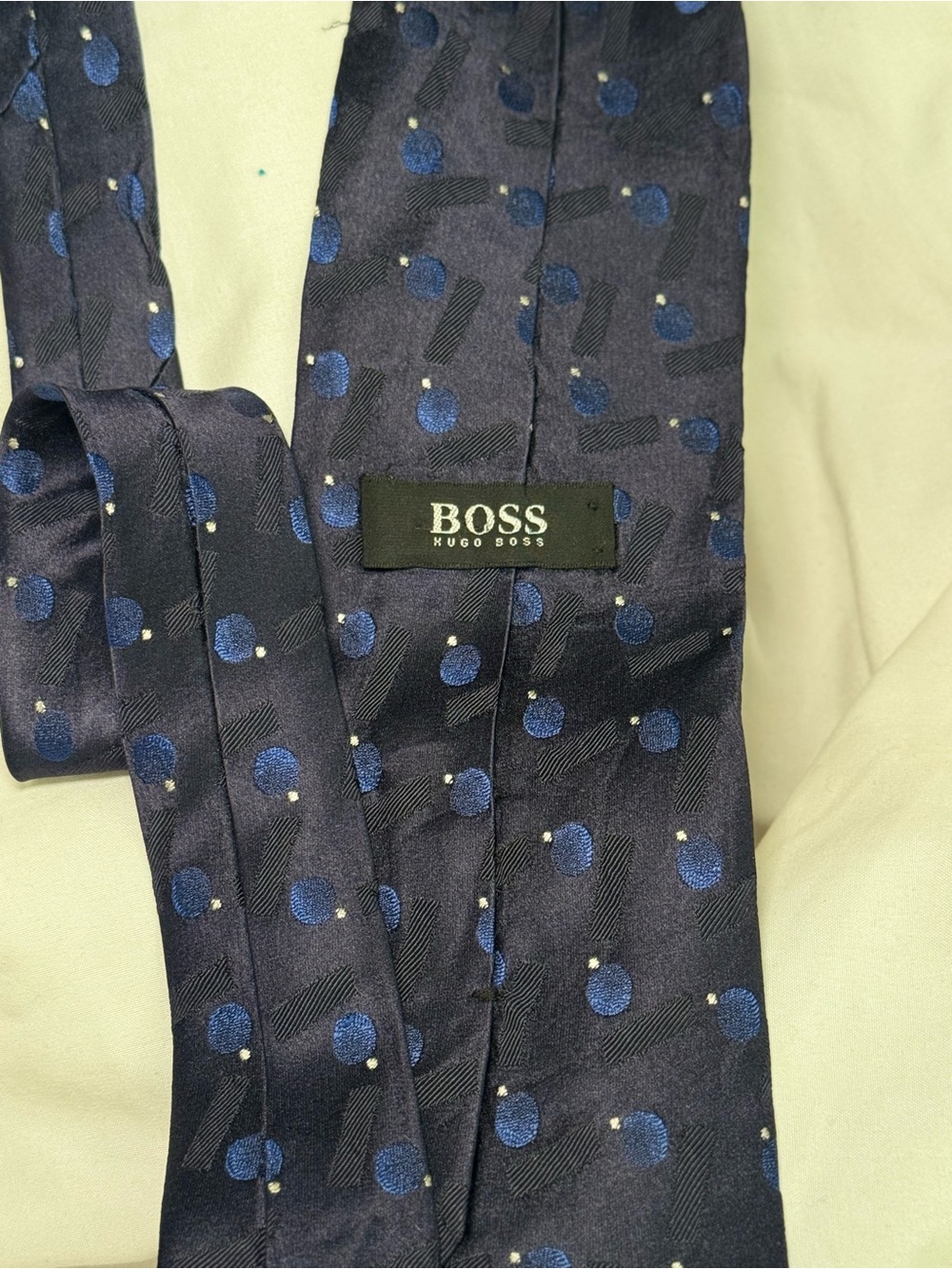 Boss Navy Blue Tie with Royal Blue Dot Pattern
